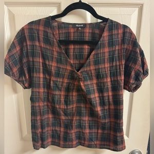 Madewell Short Sleeve Plaid Top